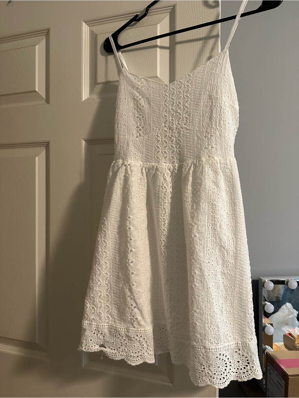Womens White Eyelet Sundress - Classic Summer Dress Amiani beachwear